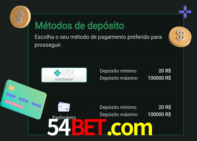 O cassino 54bet.com oferece uma grande variedade de métodos de pagamento